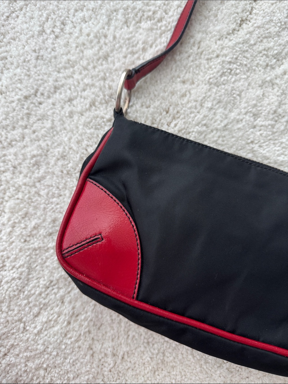 Prada Black and Red Leather-Trim Shoulder Bag - Picture 10 of 15